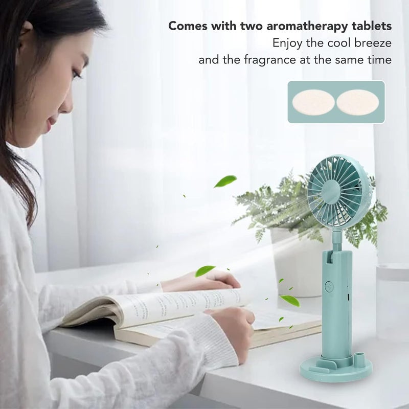 woobles Handheld Mini Fan, Portable Hand Fan, 3 Speed Wind Adjustment Small Pocket Fan, USB Rechargeable Fan with Cosmetic Mirror Phone Holder for Office - Image 1